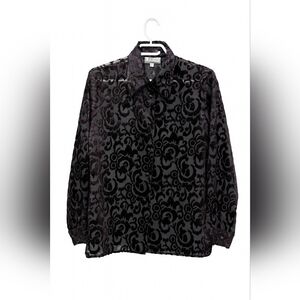 🖤 Vintage Burnout Velvet Sheer Blouse – The Work Connection Petite 12 🖤